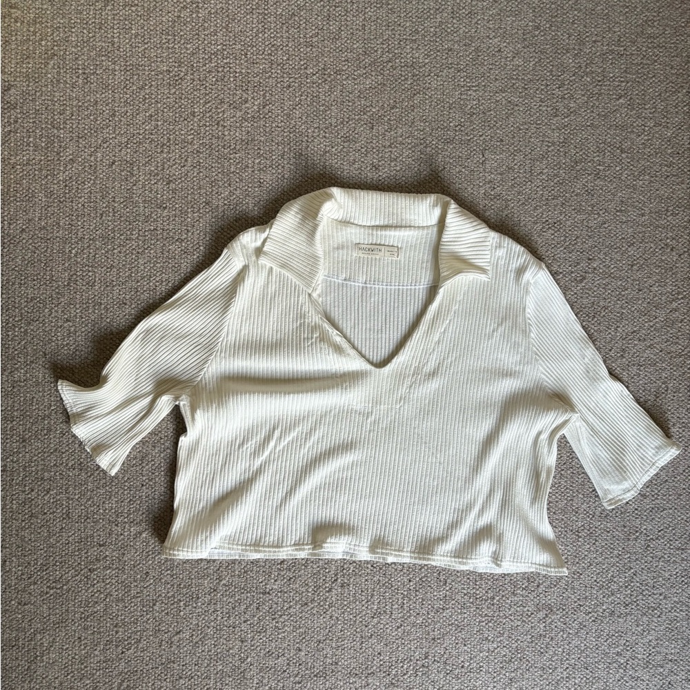 Women's Cream Ribbed Blouse